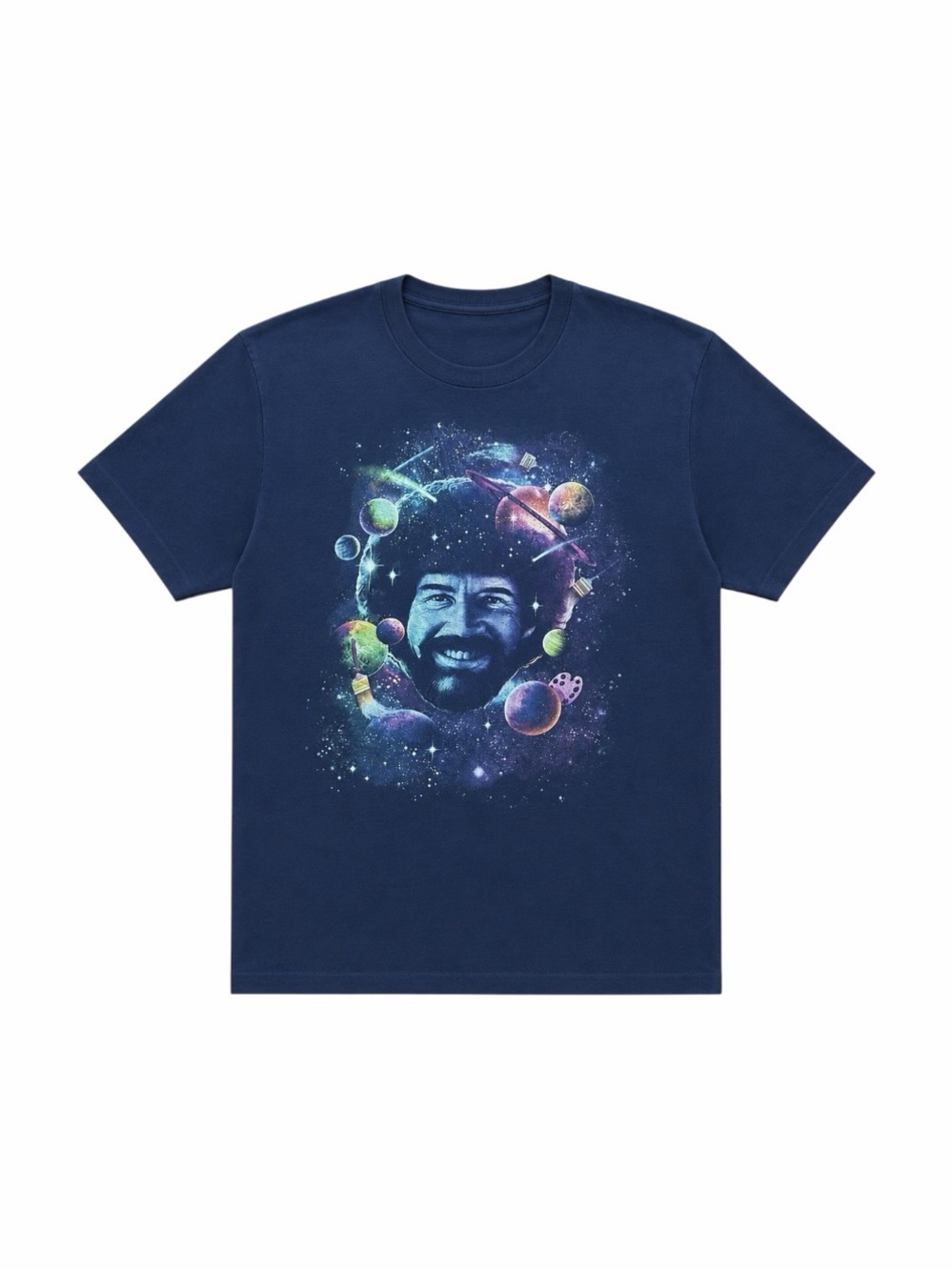 Unbranded Bob Ross Galaxy Head Graphic T-Shirt Size Small